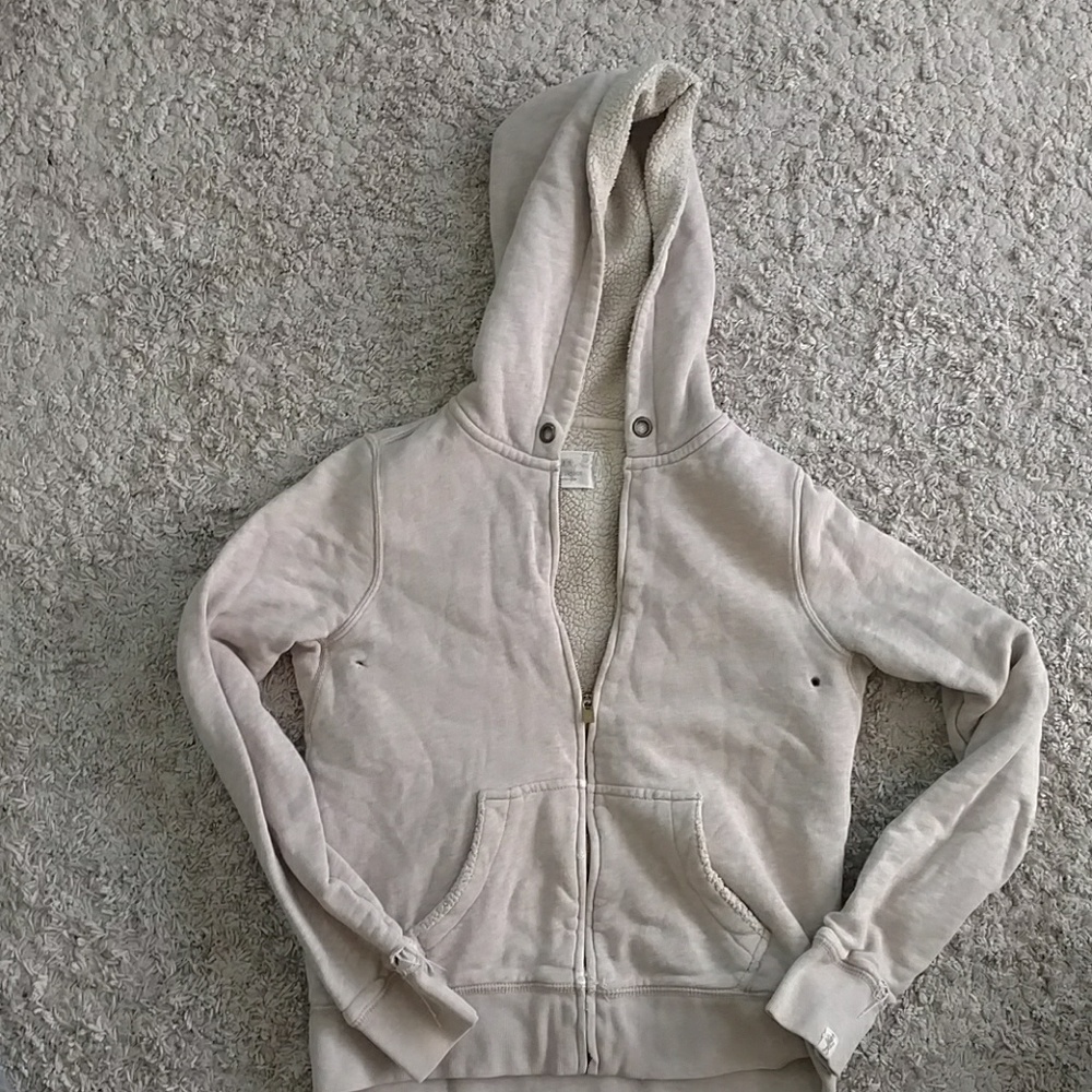J. Crew Tan Sherpa Fleece Zip-up Hoodie